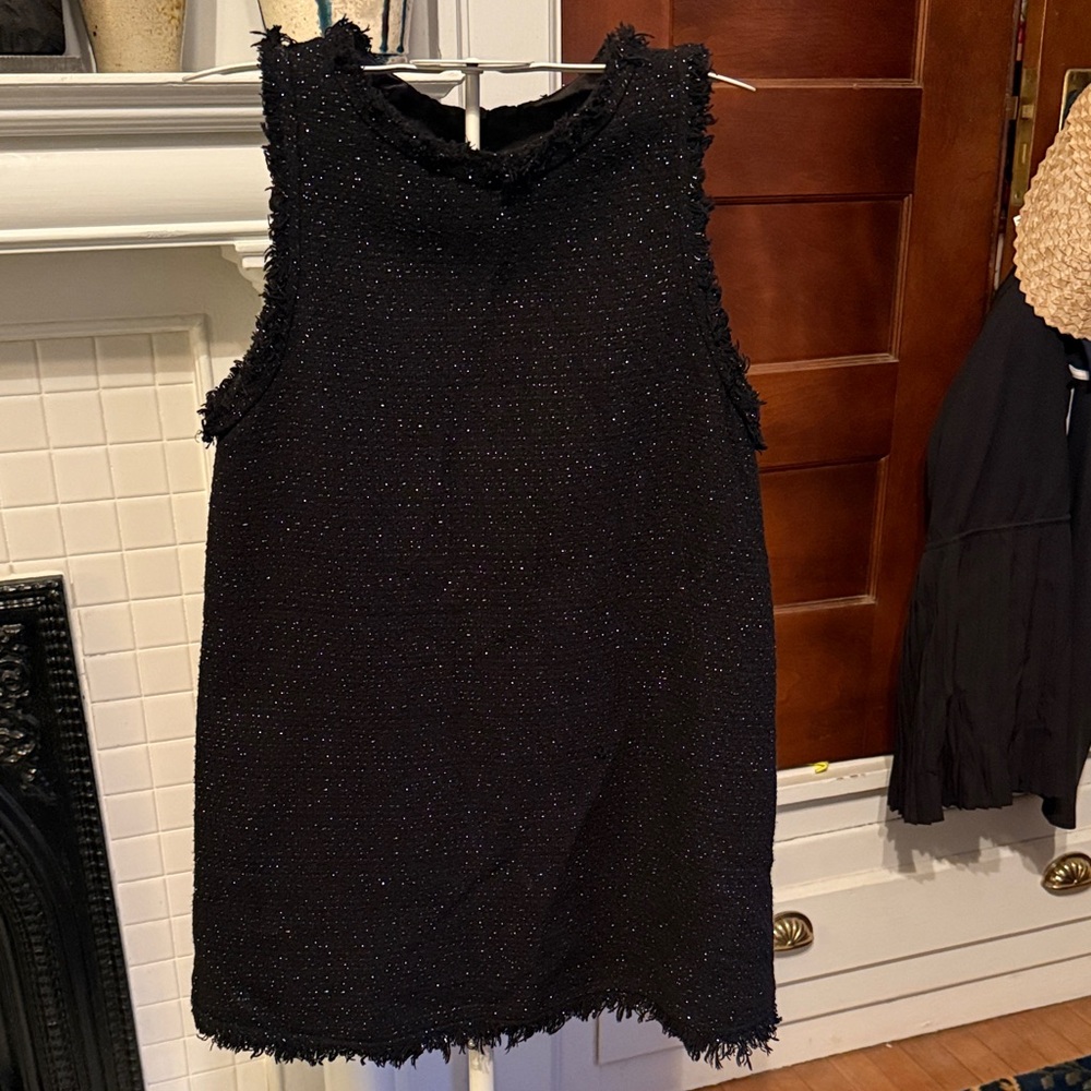 Zara Girls Black Textured Fringed gold metallic‎  Dress- worn twice